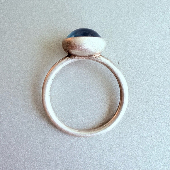 Pandora Aqua Blue Crystal Poetic Droplet Sterling Silver 925 Retired Ring - Picture 4 of 8